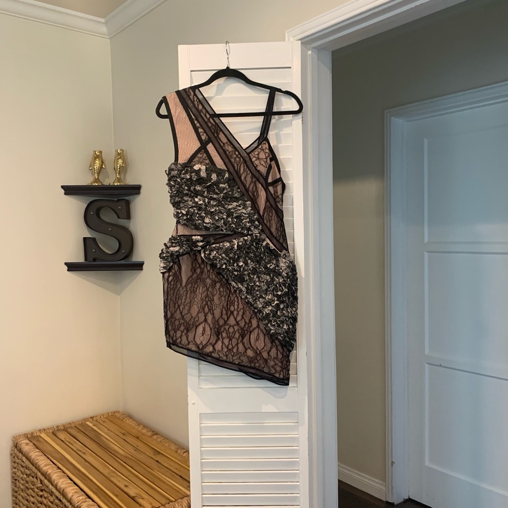 Preen by Thornton Bregazzi Black and Tan Lace Chemise